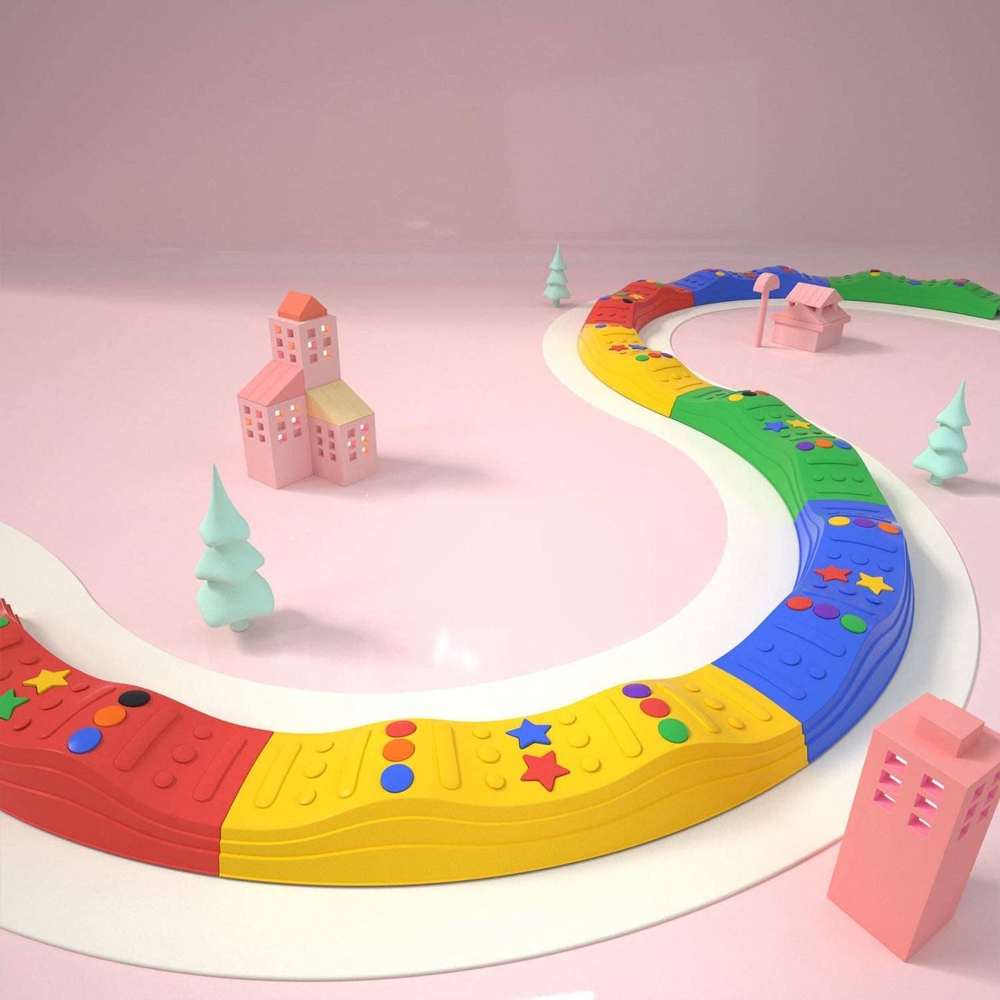 Mocuteen Kids Balance Beam Toddler Stepping Stones Max Load 220Lbs 8 Pcs Non-Slip Textured Surface & Rubber Pads Bottom Promote Agility Coordination Five Star Pattern