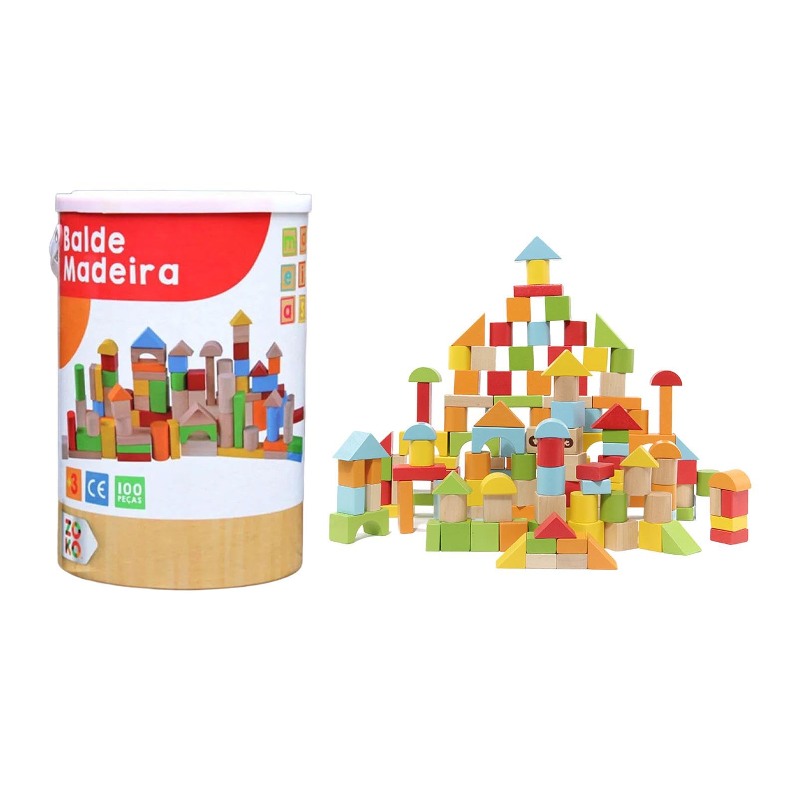 Styleheaven Wooden Building Set 100 Blocks In Different Colors And Shapes For Kids Gifts