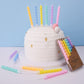 PHD CAKE Rainbow Spiral Birthday Candles - 36-Count, Wax Material, Includes Holders, Party Cake Decor