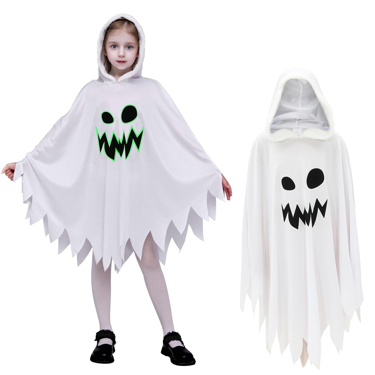 Eozy White Ghost Costume Kids Girls Halloween Scary Cosplay Fancy Dress