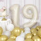 Suwen 40 Inch Cream White Large 19 Number Balloons Big Foil Helium Number Balloons 0-9 Jumbo Happy 19Th Mylar Birthday Party Dec