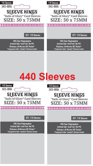 Sleeve Kings ''Sails Of Glory* Card Sleeves 50 X 75 Mm (4X110 Pack, 440 Sleeves)