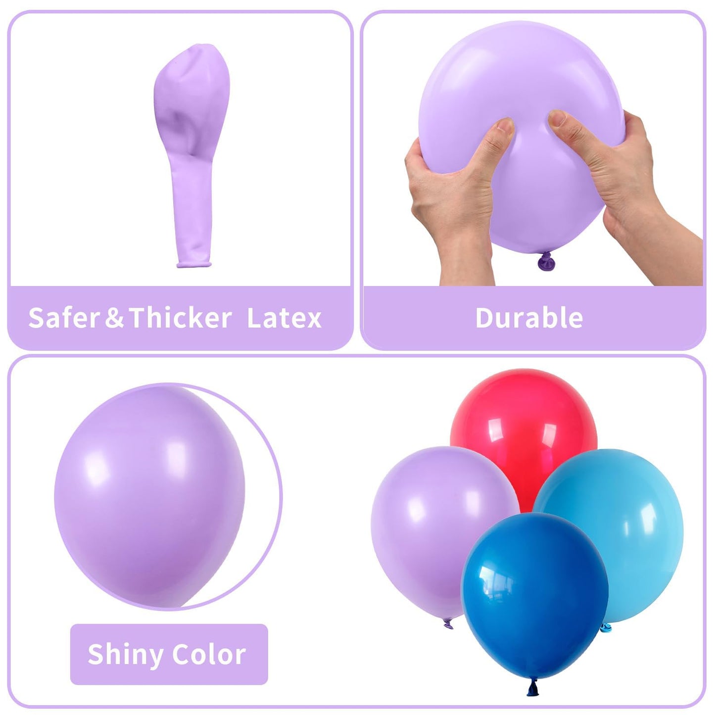 Blue And Purple Balloon Garland Kit, 103 Pcs Blue Purple And Red Balloon Arch Kit With Dark Light Blue Light Purple Balloons, Li