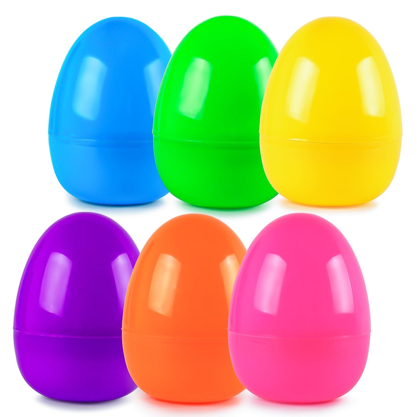 Rosaui 3.7    Easter Eggs, Set Of 24 | Colorful Empty Plastic Eggs | Candy Gift Containers | Easter Basket Decor