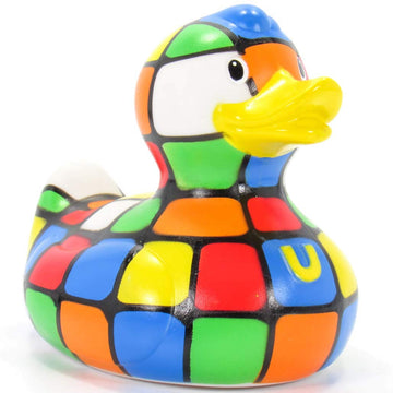 80S Cube (Rubicks) Rubber Duck By Bud Ducks | Elegant Gift Packaging - ''Puzzled!'' | Child Safe | Collectable
