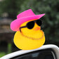 Wonuu Pink Car Accessories Rubber Duck Decoration Dashboard Car Ornament With Swim Ring Necklace Mini Cowboy Hat And Sunglasses