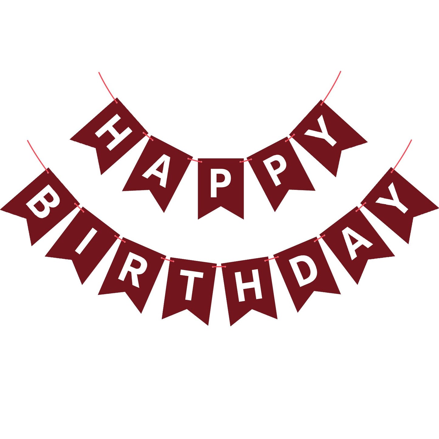 Waenerec Burgundy Birthday Banner Sign Happy Birthday Bunting Banner Garland For Kids Girl Woman Birthday Tea Party Decorations Bunting Flag Birthday Party Supplies