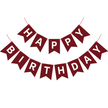 Waenerec Burgundy Birthday Banner Sign Happy Birthday Bunting Banner Garland For Kids Girl Woman Birthday Tea Party Decorations Bunting Flag Birthday Party Supplies