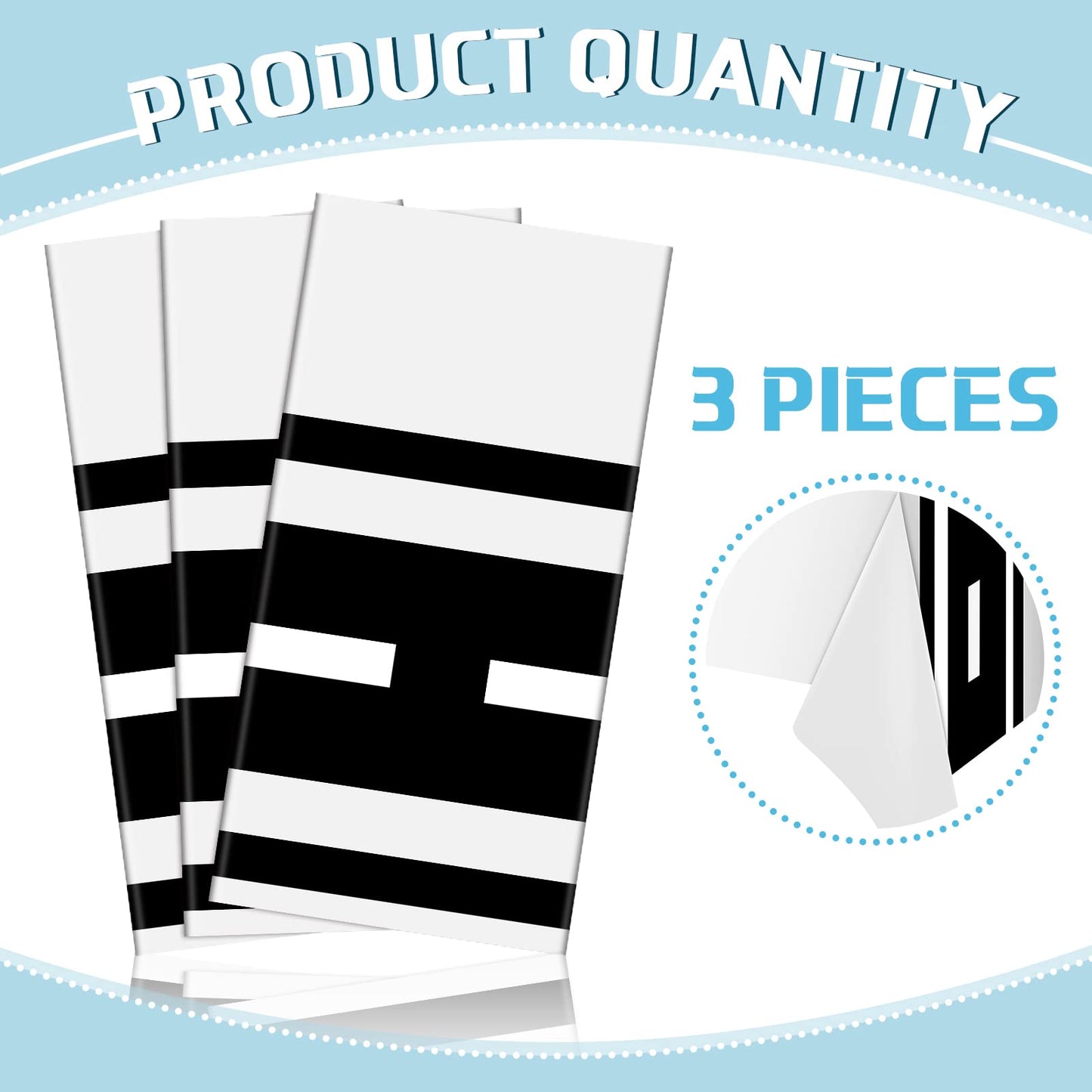 Car Birthday Party Supplies Racing Party Decorations Road Tablecloth Racetrack Table Runner Table Covers For Kids Boy Car Theme Birthday Party, 54 X 108 Inch (Black White Style,3 Sheets)