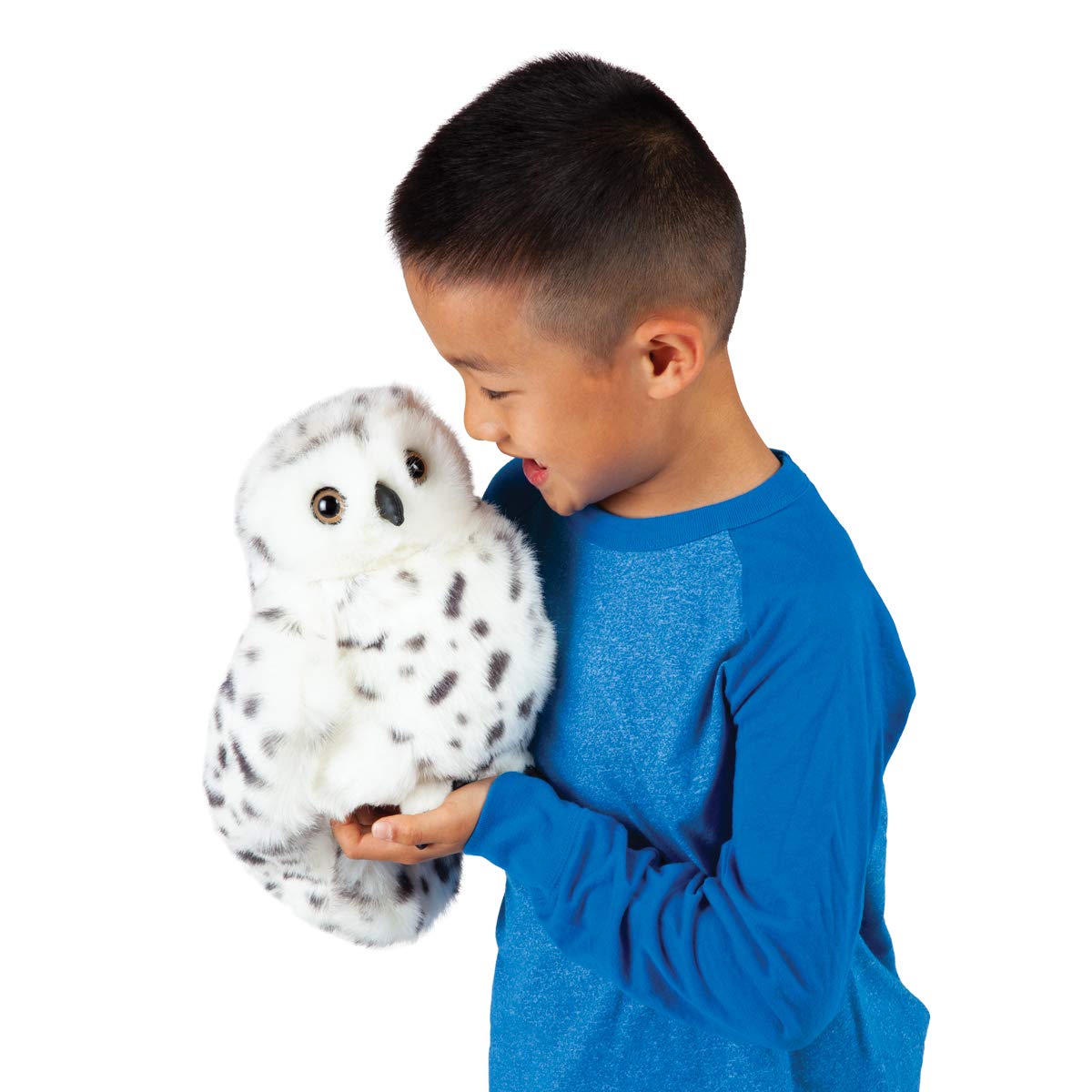 Folkmanis Snowy Owl Hand Puppet  Standard Packaging  White  Black
