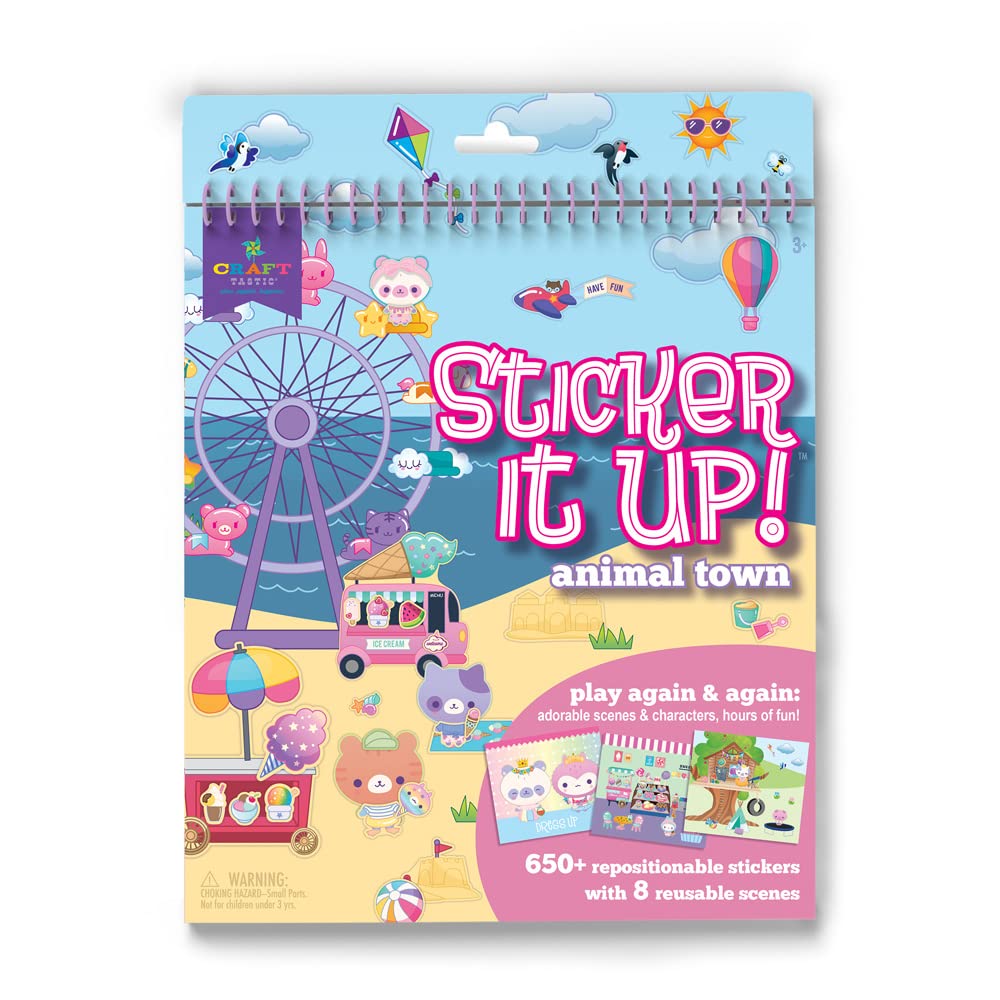 Craft-tastic Reusable Sticker Book - 650+ Stickers, 8 Scene Pages, Multi, Model CT2114T