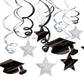 Amscan Graduation Hanging Foil Swirl Decoration, White and Black, 30 Pcs