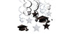 Amscan Graduation Hanging Foil Swirl Decoration, White and Black, 30 Pcs