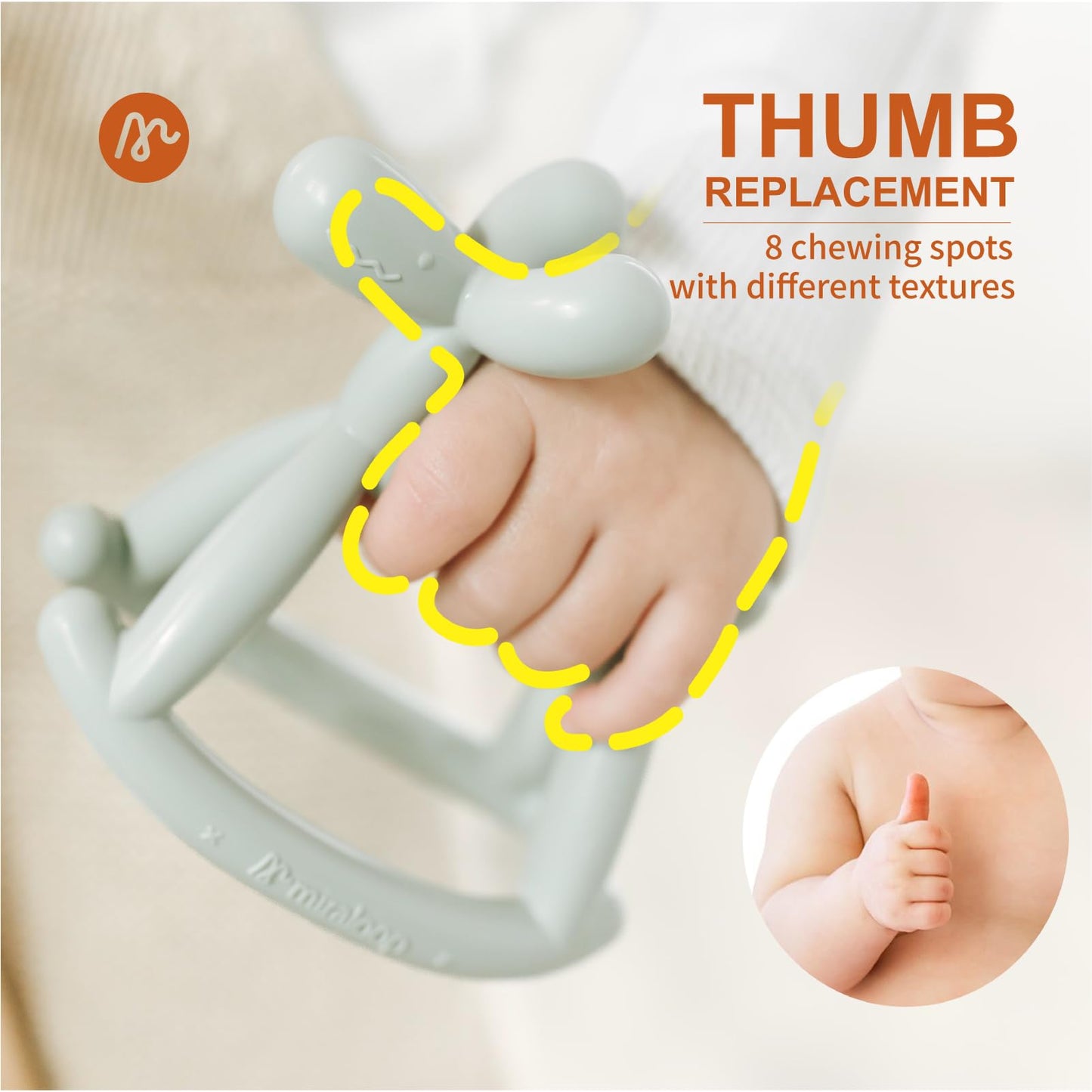 MIRALOOP Teething Toy - Food Grade Silicone Rocking Teether for Babies 0-18 Months, Coral Red, Prevents Choking, Odorless, Less Dust