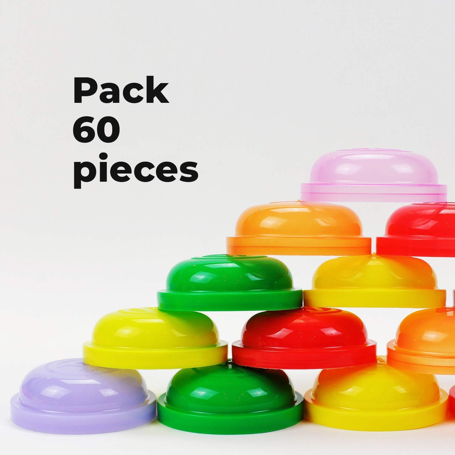 Entervending Capsule Vending Machine - 60 Pcs 2" Clear Acorn Capsules, Plastic, Color Lids - Bulk Party Favors & DIY Craft Supplies