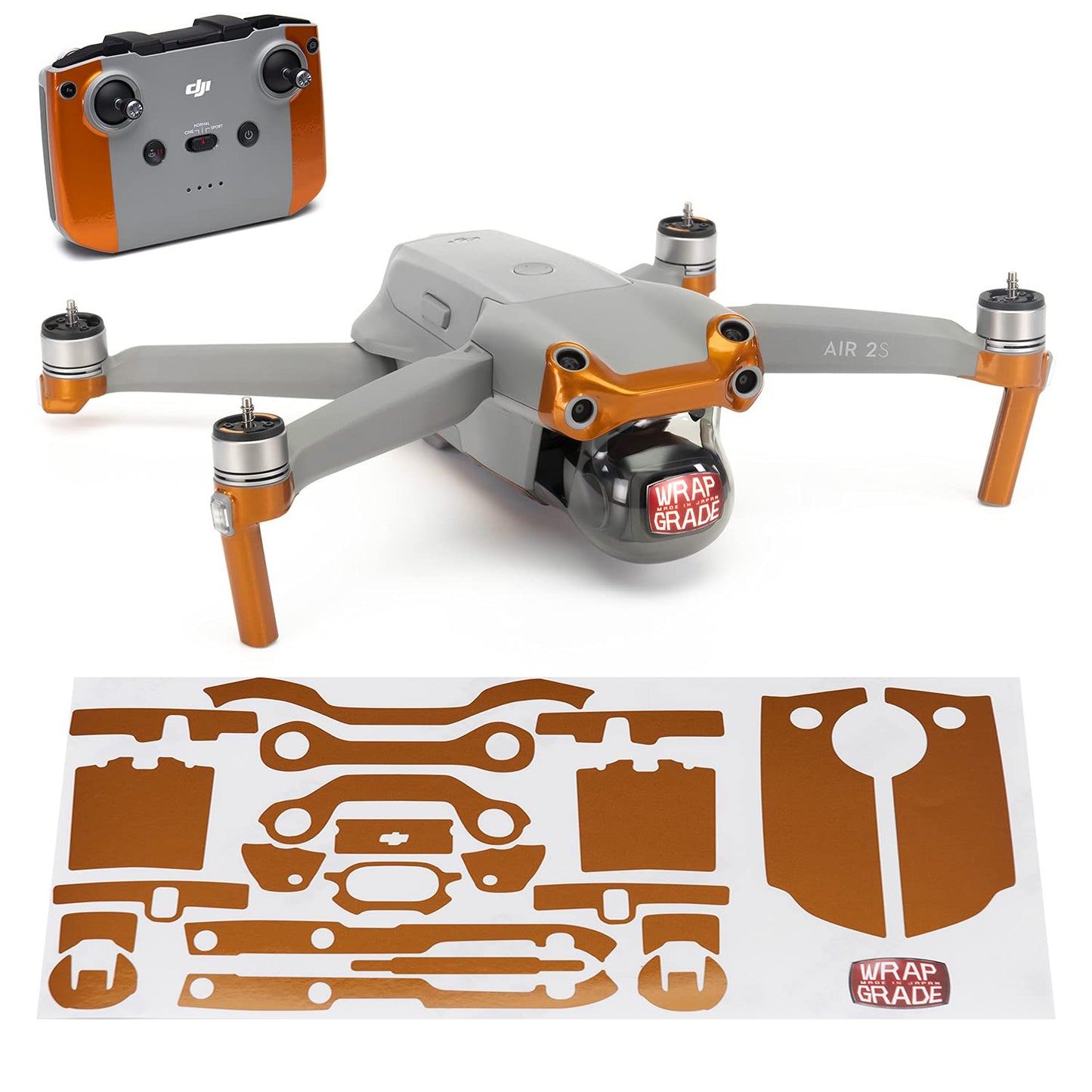 Wrapgrade Skin Compatible with DJI Air 2S | Accent Color A (Butterfly Copper)