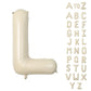 Biapian 40 Inch Letter L Balloons, Giant Cream L Foil Balloon, Big Single Alphabet A-Z Balloons, Beige Large Aluminum L Balloons
