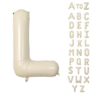 Biapian 40 Inch Letter L Balloons, Giant Cream L Foil Balloon, Big Single Alphabet A-Z Balloons, Beige Large Aluminum L Balloons