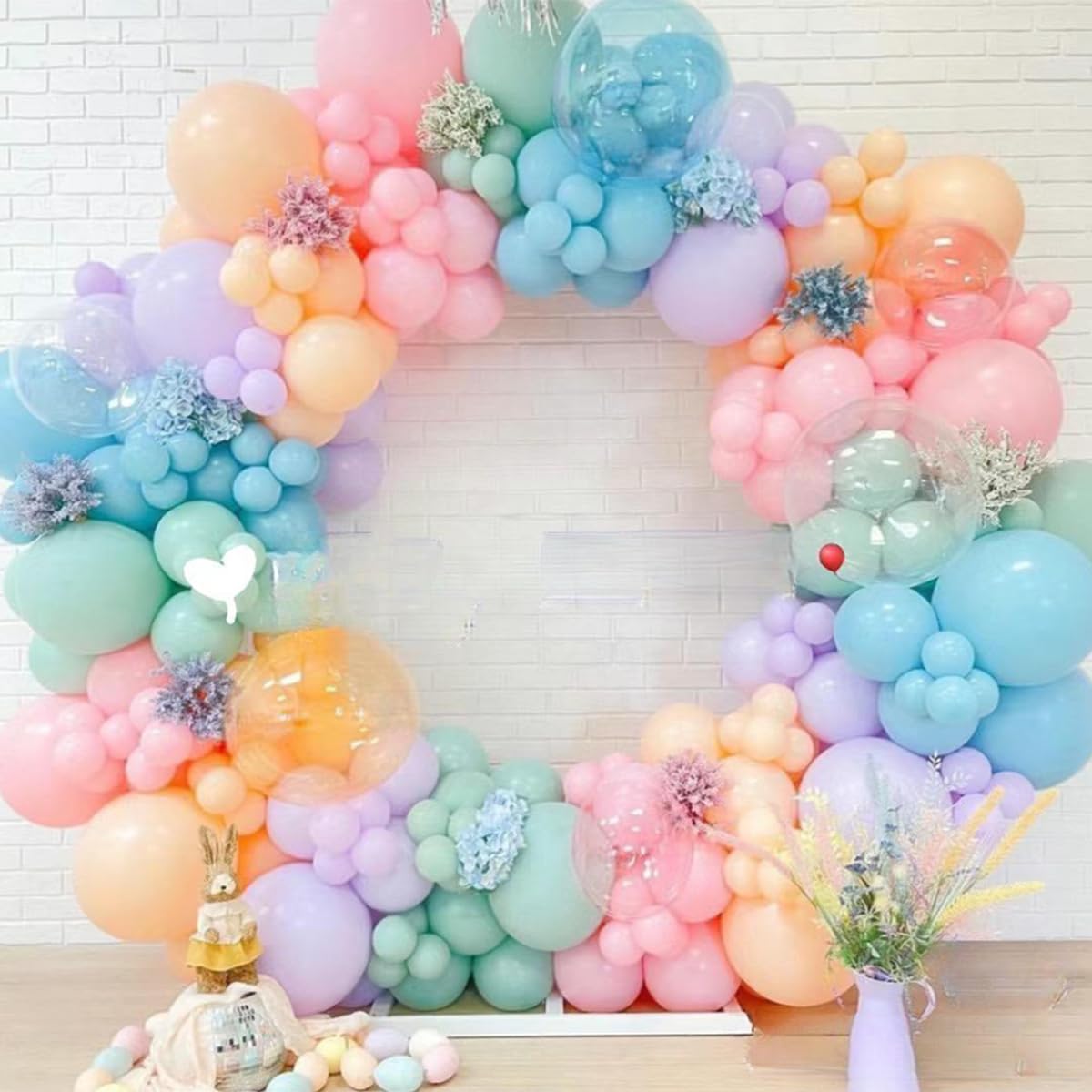 Mebay Pastel Balloon Garland Arch Kit 146Pcs Macaron Pink Blue White Yellow Latex Balloons Different Sizes 18 12 10 5 Inch For G