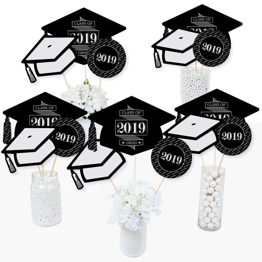 Big Dot Of Happiness Graduation Cheers - 2025 Graduation Party Centerpiece Sticks - Table Toppers - Set Of 15