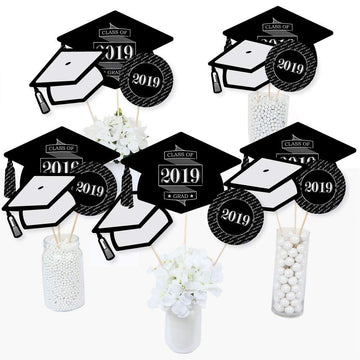 Big Dot Of Happiness Graduation Cheers - 2025 Graduation Party Centerpiece Sticks - Table Toppers - Set Of 15