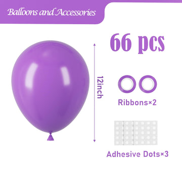 Voircoloria Purple Balloons, 66Pack 12Inch Purple Latex Party Balloons For Halloween, Graduation, Wedding, Birthday, Baby Shower