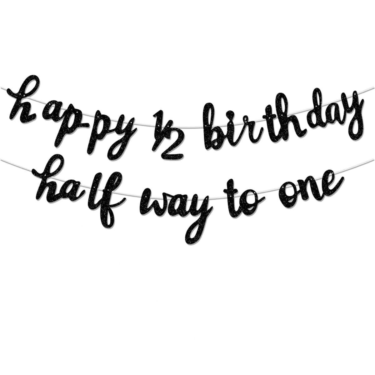 Black Half Way To One Banner Half Way To One Decorations for Girl 1/2 Birthday Decorations