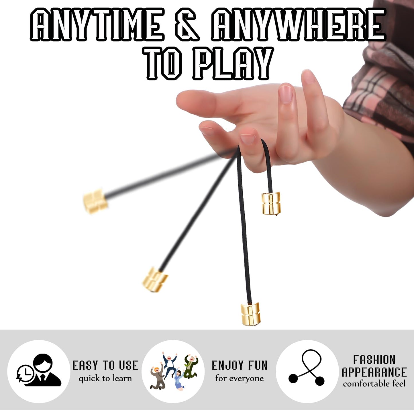 Winnerwhy 4 Pcs Begleri Fidget Beads Toy mature-themeds Metal Anxiety Fidget Spinner Worry Beads Stainless Steel Cylinder Shaped Begleri Toy for mature-themed Men Women Relaxation(Gold)