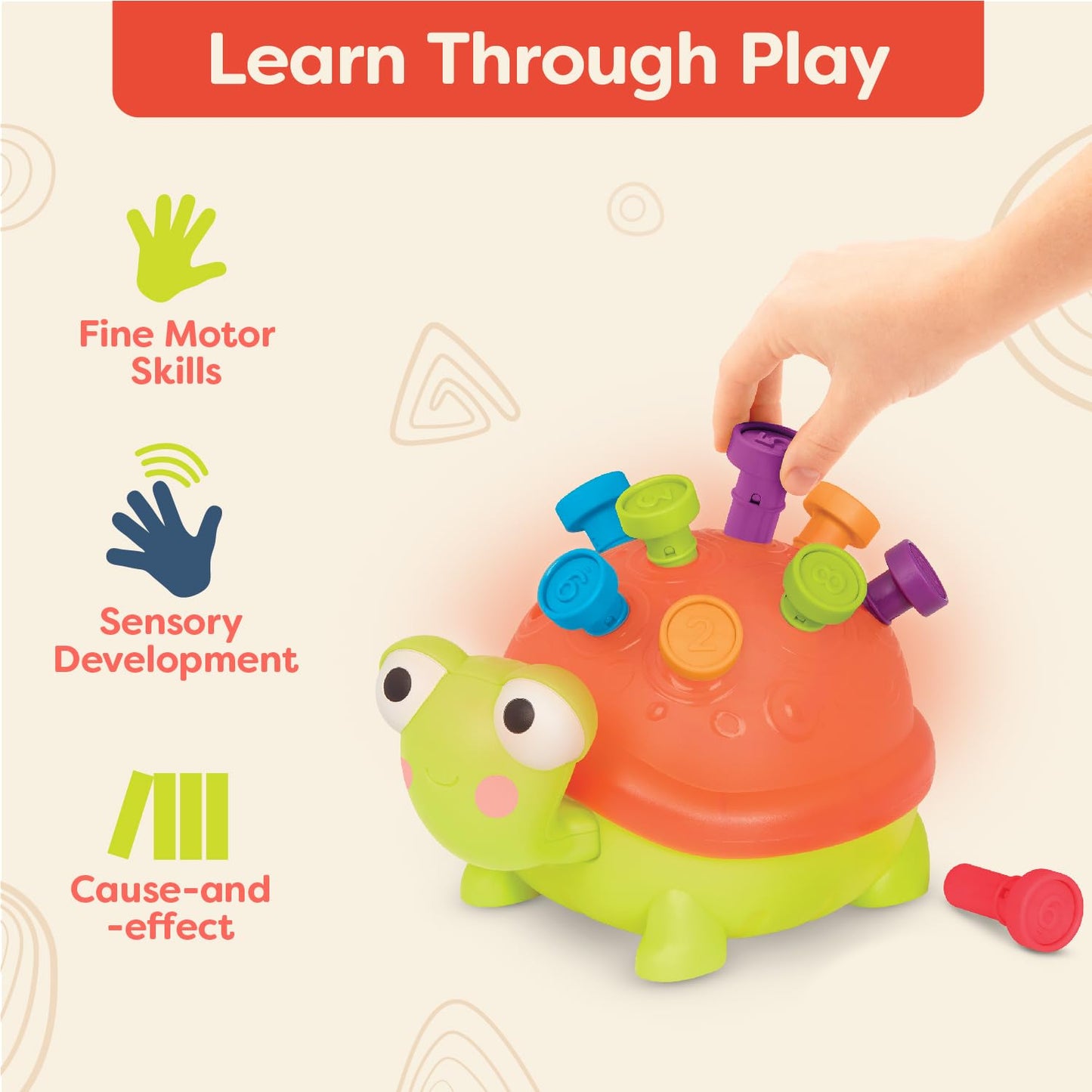 B. Toys- Teaching Turtle- 10 Numbered & Colorful Pegs – Learning Toy With Lights & Sounds – Educational Toys For Toddlers, Kids – 18 Months +