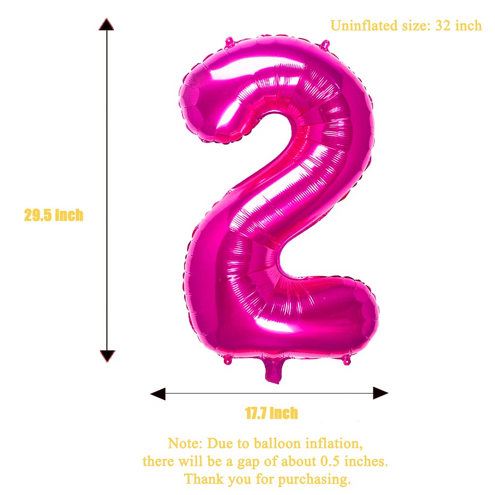 32 Inch Pink Number 2 Balloons Foil Ballon Digital Birthday Party Decoration Supplies (Pink Number 2 Balloon)