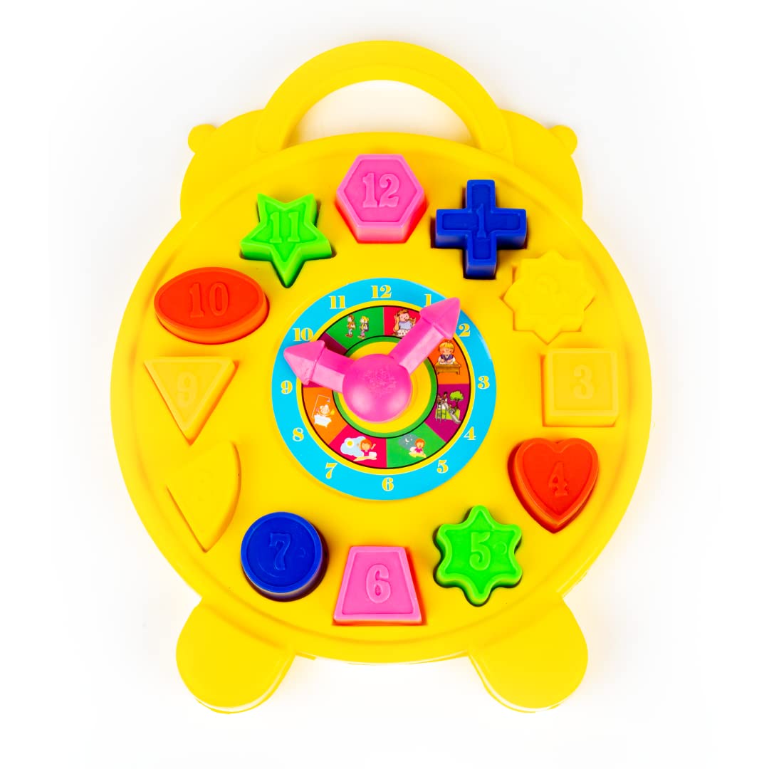 RatnaS Educational 2 In 1 Puzzle Clock Shapes For Kids To Learn Timings And Different Colourful Shapes At A Time.Multicolur.