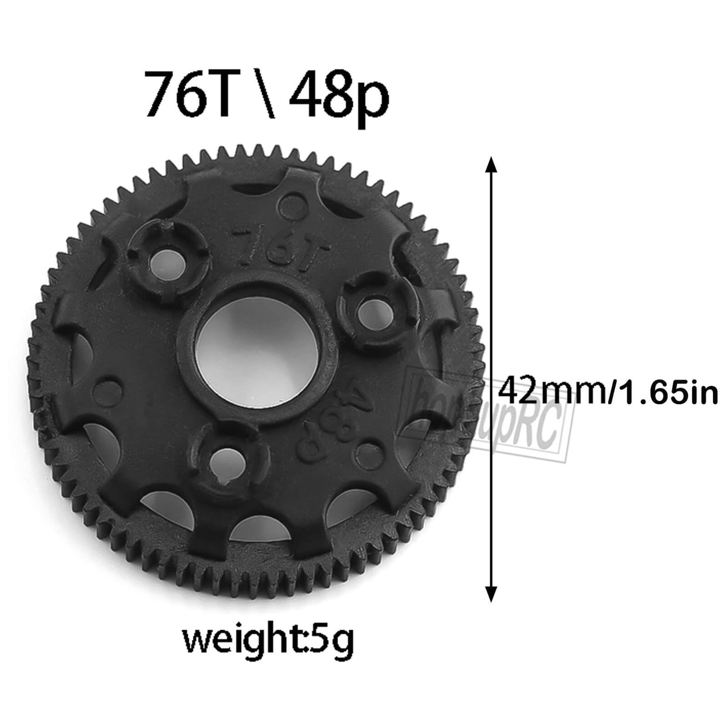 Hopsuprc Nylon 48P 76T Spur Gear Upgrades Part For 1/10 Slash 2Wd Rustler Stampede Bandit Vxl Xl-5,Nylon 48P 76T Transmission Ge