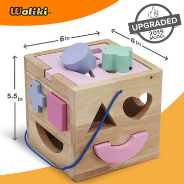 Waliki Deluxe Wooden Toy Bundle For Girls | Pastel Pounding Bench, Shape Sorter Box & Rainbow Stacker | Montessori Toys For Toddlers & Preschoolers | Ages 2-5 | Educational Gift