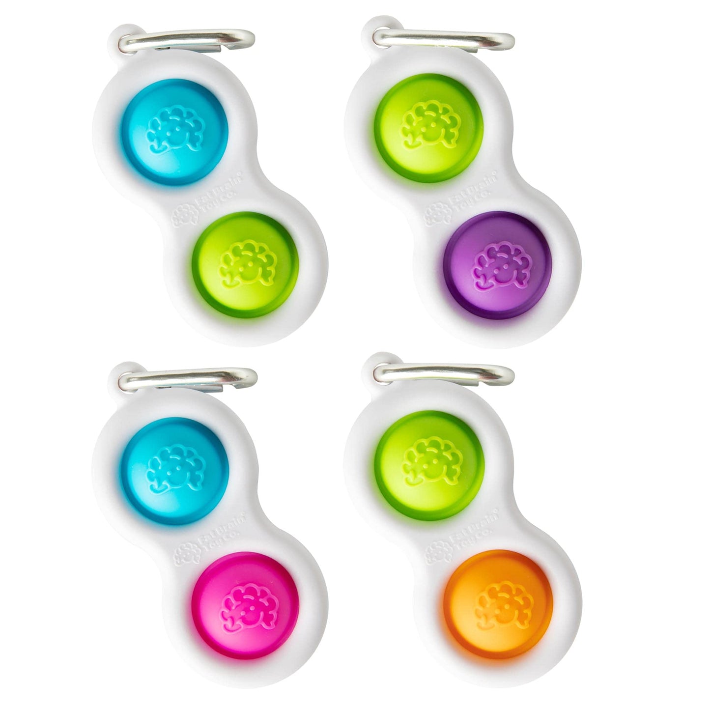 Fat Brain Toys Simpl Dimpl - Simple Dimple - Purple/Lime - Popping Fidget Keychain