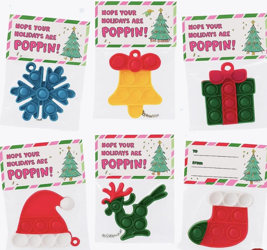 30 Pack Bulk for Students, Christmas Pop It Fidget Toys, for Kids Classroom, Prizes, Stocking Stuffers, Office Gifts, and popit 