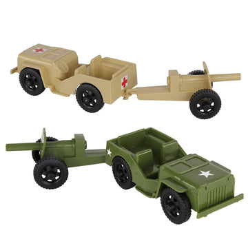 Timmee Combat Patrol Willys & Artillery - Tan & Od Green 4Pc Playset Usa Made