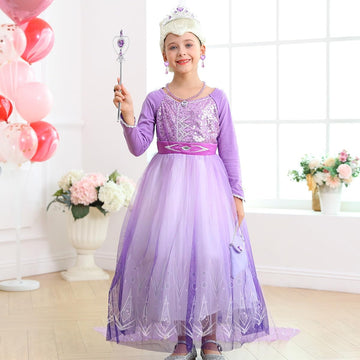 Itvti Elsa Dress For Girls Purple Princess Costume For Kids Cosplay With Wig For Halloween Party, 2-3 Years(Tag 100)
