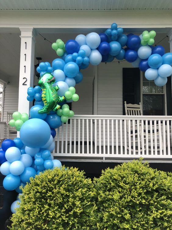 50Pcs Blue Green Balloons 12Inch Light Green Blue Vintage Klein Blue Green Confetti Balloons With Ribbons For Boys Birthday Part