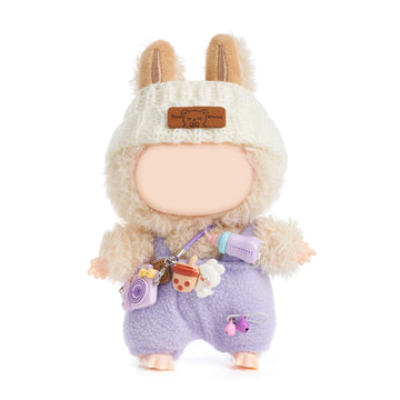 QIUTIMIY Clothes for Doll 17cm Doll Clothes 3-Piece-Purple-Set Doll Clothes enhanced Doll Outfit with Accessories-Overall+Woolen Hat+Camera(NO Doll Included)