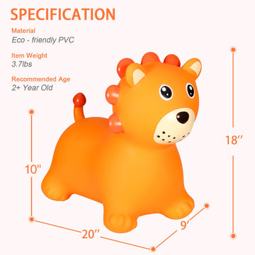 Inpany Bouncy Horse, Lion Hopper Animal Toys, Toddlers Bouncing Jungle Animal Figures, Wild One Birthday Safari Baby Shower Decorations, Ride On Rubber Bouncer, Outdoor Gifts For 2 3 4 Yr Girl Boy