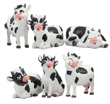 Gifts & Decor Ebros Set Of 6 Whimsical Cute Bovine Cows Figurines Cattle Cow Animal Collectibles Countryside Farm Meadows Pasture Cow Statues