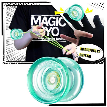 Magicyoyo K2 Responsive Yoyo - Great For Kids And Beginners With Smooth Spins And Fingerspin Design - With Storage Glove, Bag, And 12 Strings - Crystal Green