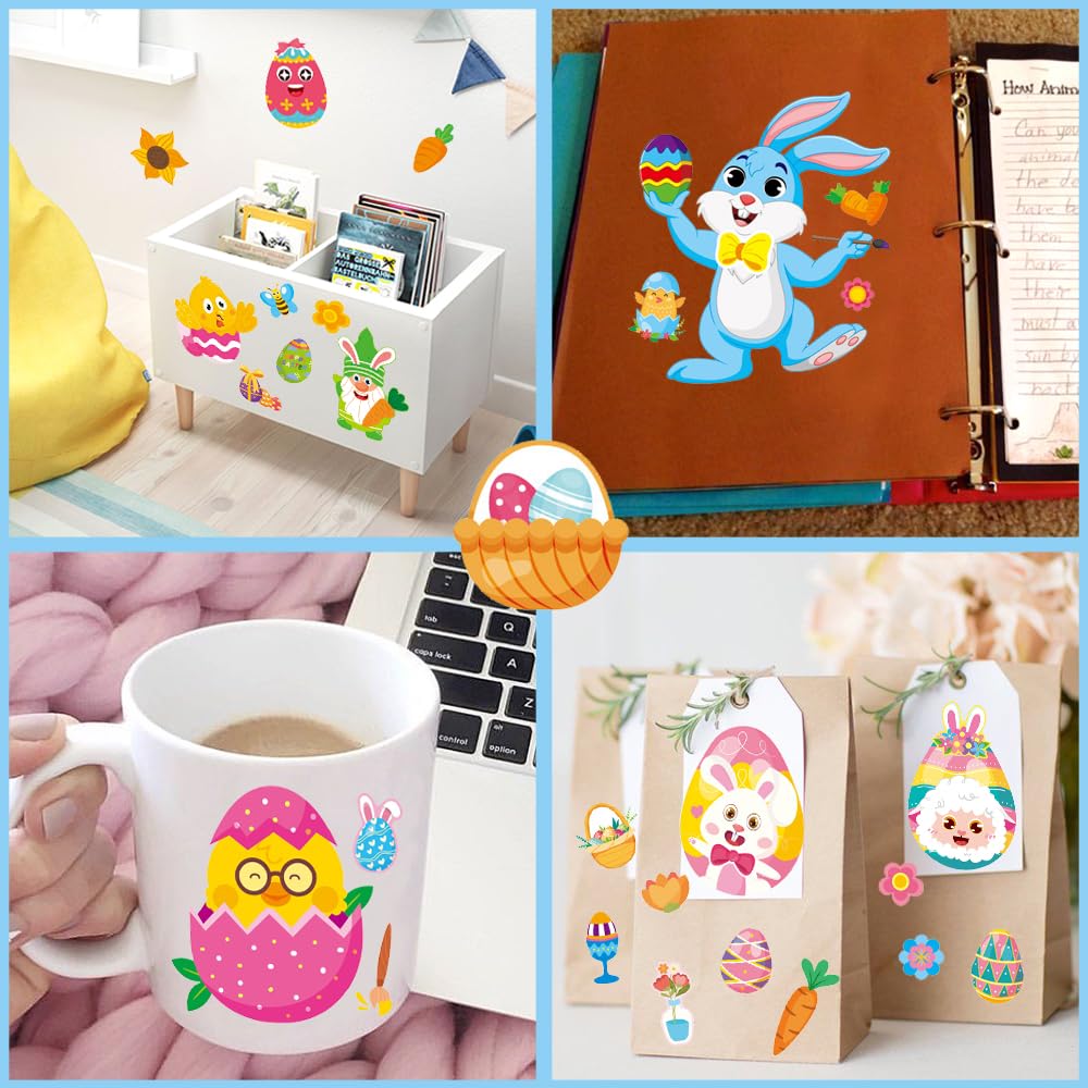 48 Pcs Cute Easter Make Your Own Stickers Stickers For Toddlers Kids,Make Your Own Mix And Match Sticker Sheets Art Craft Kits,Including 2000+Repositionable Little Stickers