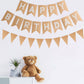 Zwiebeco Brown Birthday Party Decoration Supplies-Brown Kraft Happy Birthday Sign Banner Triangle Flag Bunting Banner Pennant Ga