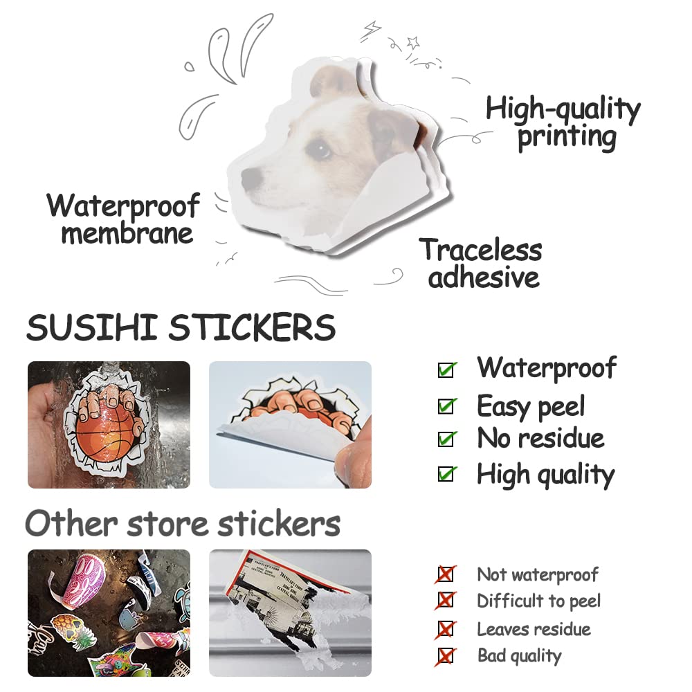 Susihi 3D Stickers For Kids 3D Laptop Stickers For Water Bottles Scrapbooking Cute 3D Waterproof Vinyl Sticker Bulk(50Pcs)