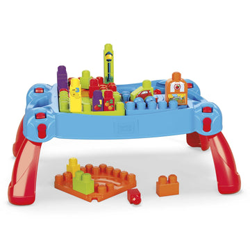 Mega Bloks First Builders Build 'N Learn Table With Big Building Blocks, Building Toys For Toddlers (30 Pieces)