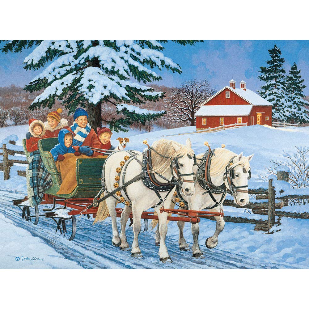 Bits And Pieces - Value Set Of Three (3) 300 Piece Jigsaw Puzzles For Adults - Each Puzzle Measures 18' X 24' - 300 Pc The Greeters, Homecoming, Winter Christmas Puzzle Jigsaws By Artist John Sloane