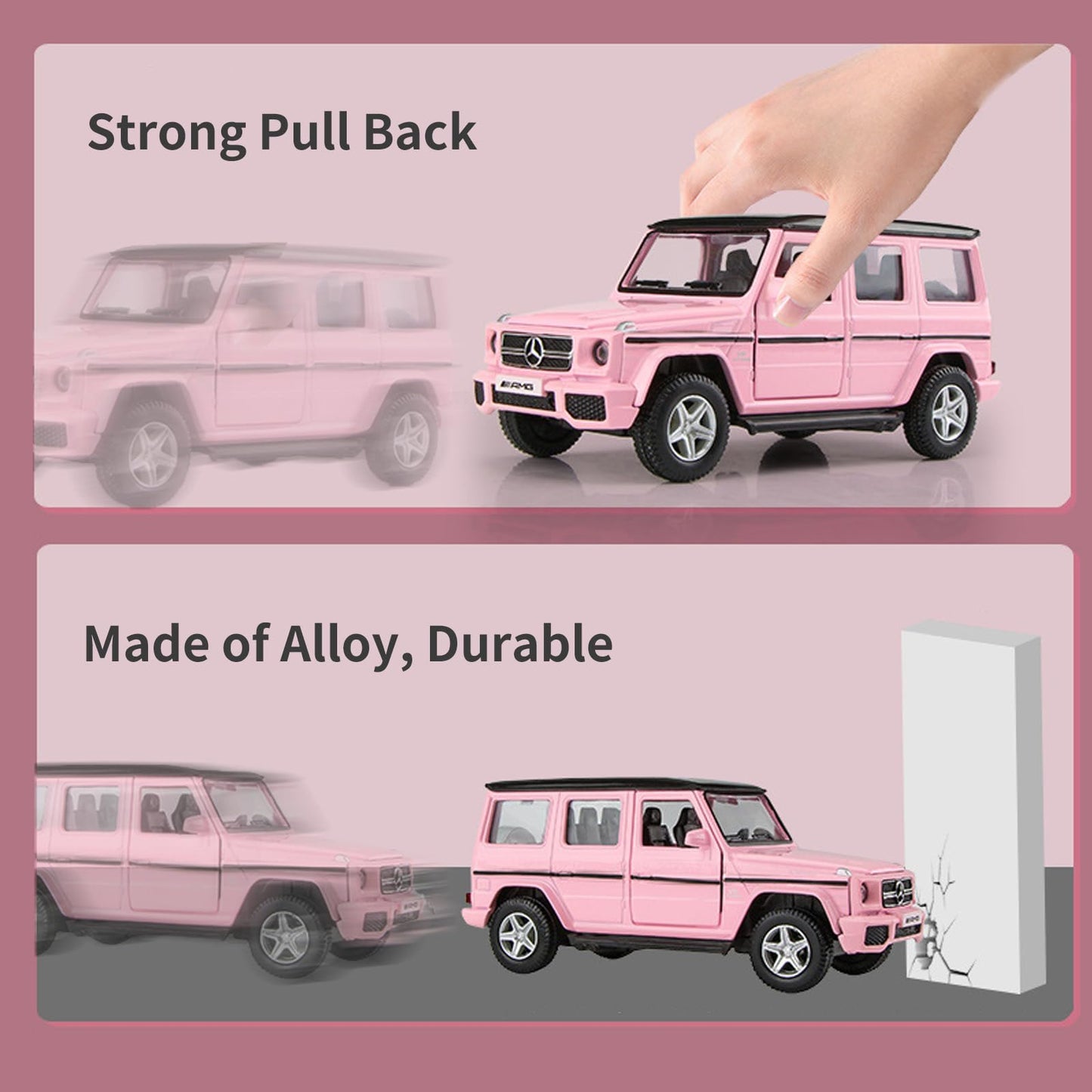 Car Toys for 3 4 5 Year Old Girls Gifts,1/36 Scale G63 Diecast Metal Model Car,Pull Back Cars Toys for Toddler Kids Age 3-6(Pink