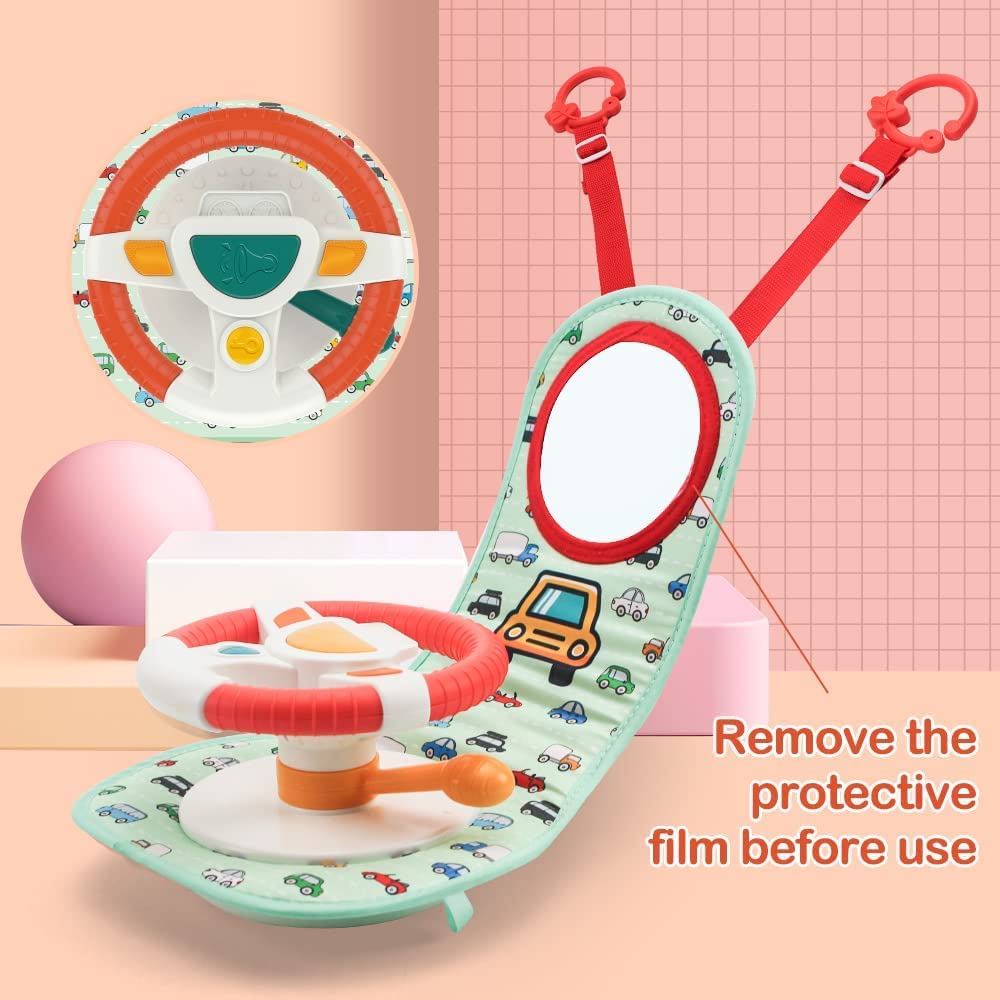 Happytime Musical Car Wheel Baby Toys, In-Car Wheel Musical Activity Play Center For Baby'S Travel Companion Entertain And Relax