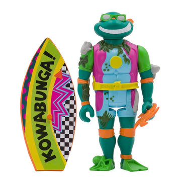 Super7 TMNT Sewer Surfer Michelangelo Action Figure, 3.75" Multicolor, Retro Cartoon Collectible, Model RE-TMNTW03-SRS-01